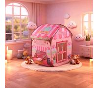 1 pezzo Tenda da gioco a forma di casetta da principessa con finestra trasparente, teatro da principessa per interni, tenda da gioco per bambini con borsa per il trasporto, grande giocattolo a forma d