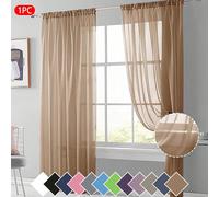 1 pezzo Tenda in voile trasparente, tessuto leggero e traslucido, blocca il sole e isola dal calore, design con passante superiore, buona caduta, adatta per decorazione di soggiorno, camera da letto,