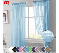1 pezzo Tenda in voile trasparente, tessuto leggero e traslucido, blocca il sole e isola dal calore, design con passante superiore, buona caduta, adatta per decorazione di soggiorno, camera da letto, 