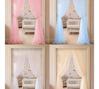 1 pezzo Tenda per porta bianca/rosa/blu, tenda per culla, tenda per camera da letto, decorazione per camera dei bambini, forniture per festa di nascità, addio al nubilato, tessuto per arco nuziale, re
