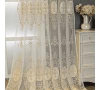 1 pezzo Tenda trasparente di lusso stile europeo, alta gamma, ricamata e decorata con perline, design elegante adatto per soggiorno, camera da letto, ville e palazzi 55" L x 96" L (140 x 245 cm),39" L