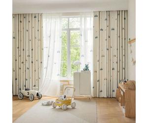 1 pezzo, tende semi-oscuranti per camera da letto di bambini con stampa carina di cartone animato o motivi automobilistici, tende in tulle per porte finestre scorrevoli, decorazione per il soggiorno 4