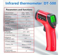 1 pezzo Termometro a infrarossi, Termometro portatile senza contatto, Display LCD retroilluminato, Emissività regolabile, Termometro laser digitale, Adatto per cucina domestica, pizza, barbecue, Inter