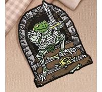 1 pezzo Toppa ricamata con armatura medievale, toppa ricamata con cavaliere ranocchio, spilla divertente da soldato ranocchio verde per abbigliamento, giacche, cappellini da camionista, idea regalo un