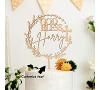 1 pezzo Topper per torta in acrilico personalizzato con testo personalizzato - Elegante design "Dio benedica" per celebrazioni speciali, accessorio decorativo unico per la tavola dei dolci, battesimo,