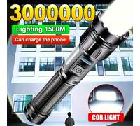 1 pezzo Torcia a LED in lega di alluminio ad alta potenza, torcia tattica ricaricabile, torcia con luce da lavoro COB, 7 modalità di illuminazione, ricaricabile USB, zoom espandibile, spia di alimenta