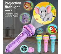 1 pezzo Torcia con 32 modelli e 4 schede, torcia proiettore per bambini, giocattolo educativo con animali, dinosauri, veicoli e spazio, per divertimento, conoscenza, ora di andare a letto ed educazion