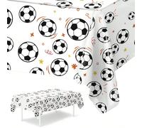 1 pezzo Tovaglia da 130*220cm a tema calcio, tovaglia monouso impermeabile con motivo a pallone da calcio bianco e nero, perfetta per compleanni, feste, decorazioni per eventi domestici, adatta anche 