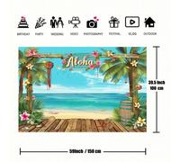 1 pezzo, Tovaglia da tavola con sfondo di Aloha hawaiano, set di decorazioni per feste a tema hawaiano, forniture per feste di compleanno a tema hawaiano, decorazioni per feste sulla spiaggia estiva,