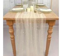 1 pezzo Tovaglia da tavolo per matrimonio in tulle e perle, tessuto decorativo per tavolo dei dolci, fondale fotografico per torta, accessorio per copricapo da sposa, stile da favola, bianco/nero/rosa