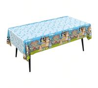 1 pezzo Tovaglia per feste e festival con motivo dei cani Bluey e Bingo, tovaglia impermeabile o telo da sfondo per decorazione tavolo per compleanni, matrimoni e picnic, in plastica resistente con de