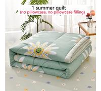 1 pezzo Trapunta con orlo ampio, in cotone lavato, stampa di tartan e floreale, delicata sulla pelle, morbida e fine, traspirante e assorbente, minimalista ed elegante, coperta estiva per condizionato