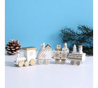 1 Pezzo Treno Di Natale In Legno Decorativo Da Tavolo Creativo E Divertente, Decorazione Ornamentale Per Le Vacanze E Regalo Tagli Unica,Orsetto Irregolare-Quattro Sezioni Rosso,Orsetto Irregolare-Qua