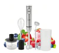 1 pezzo Tritatutto/Frullatore multifunzionale a 5 in 1 alimentato con spina EU, include accessori come sbattitore, contenitori in acciaio inossidabile, indicatore LED, controllo della velocità variabi