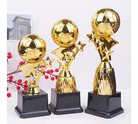 1 pezzo Trofeo in plastica dorato a forma di pallone da calcio, modello di premio per vincitori di competizioni, giocatore eccellente, piccolo premio in coppa 25 centimetri,19 centimetri,22,5 centimet