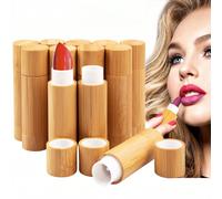1 pezzo Tubetto per rossetto rotante in bambù | Nucleo interno in PP bianco Contenitore ricaricabile per rossetto/lucidalabbra/profumo solido (portatile, regalo handmade da ragazza per il trucco) 2 pe