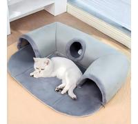 1 pezzo Tunnel letto a 3 in 1 per la comodità dei gatti - adatto per gatti di piccola e media taglia, conigli e criceti. Funge sia da tappetino da gioco che da rifugio caldo, con fondo antiscivolo, id