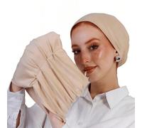 1 pezzo Turbante classico da donna 2 in 1 istantaneo e fascia per capelli, design plissettato ad alta elasticità, tessuto in jersey traspirante, adatto per la vita quotidiana e le riunioni musulmane C