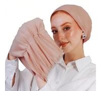 1 pezzo Turbante classico da donna 2 in 1 istantaneo e fascia per capelli, design plissettato ad alta elasticità, tessuto in jersey traspirante, adatto per la vita quotidiana musulmana e le riunioni p