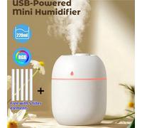 1 pezzo Umidificatore portatile USB da 220ml con 5 filtri - Mini diffusore di aromaterapia a nebbia fredda, nebulizzazione ultrasonica, sette colori di luce ambiente per auto, ufficio, viaggio, set re