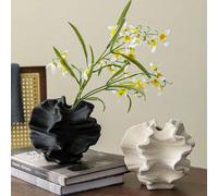 1 pezzo Vaso da fiori astratto creativo per decorazione domestica, vaso in forma di fiore bianco realizzato con canne, in stile nordico minimalista e bohémien, adatto per decorazioni da fattoria moder