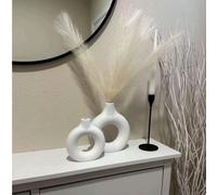 1 pezzo Vaso da fiori circolare in plastica bianca, vaso decorativo per fiori secchi finti, vaso artistico per composizioni floreali, decorazione semplice per soggiorno, sala espositiva, decorazione p