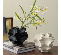1 pezzo Vaso decorativo da casa in stile astratto creativo, vaso in rattan a forma di fiore bianco, stile minimalista boho nordico, adatto per arredamento in stile fattoria moderna, soggiorno, cucina,