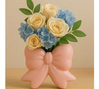 1 pezzo Vaso decorato con fiocco oversize, vaso dal design carino con nastro, adatto per la decorazione della casa, il tavolo del soggiorno, la mensola della camera da letto e come regalo Bianco,rosa,