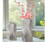 1 pezzo Vaso in ceramica placcato argento con design a spirale, adatto per camera da letto, balcone, bagno, scrivania e altri complementi d'arredo per la casa grande argento,piccolo argento,Grande Oro