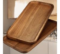 1 pezzo Vassoio di servizio in legno di acacia, tagliere rettangolare multifunzione per formaggi, vassoio per spuntino, ideale per cucina, bagno, centrotavola da pranzo - a tema alimentare, perfetto p