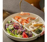 1 pezzo Vassoio diviso in plastica per microonde, piatto rotondo per insalata/frutta, adatto per il controllo della dieta e la perdita di peso per donne e studenti verde,beige,1 cucchiaio d'oroPolipro