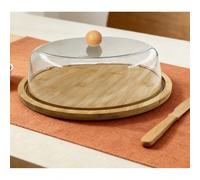 1 pezzo Vassoio in bambù con copertura in acrilico trasparente, disponibile in 2 dimensioni. Base in bambù naturale con copertura trasparente, vassoio per esposizione di alimenti a prova di polvere, a