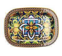 1 Pezzo Vassoio Rettangolare in Melamina Decorazione Lemon 42,5 x 31,5 x 2 cm