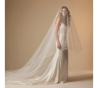 1 pezzo Velo da sposa a doppio strato, semplice in chiffon di lunghezza da cattedrale, adatto per matrimoni da valzer, accessori fotografici da viaggio, accessori da sposa con pettine per capelli 300C