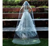 1 pezzo Velo da sposa a un solo strato in tulle con perle, velo da cerimonia da matrimonio lungo e ampio per donne 95 cm di lunghezza e 150 cm di larghezza,150 cm di lunghezza e 150 cm di larghezza,30