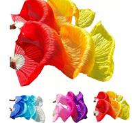 1 pezzo Ventaglio da danza in seta extra lungo e fluente, stile cinese per ballo in piazza, esibizioni, decorazioni per feste, eventi di danza, adatto anche come regalo per la Festa della Mamma blu,ro