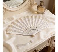 1 pezzo Ventaglio da donna bianco con nappe e decorazione floreale di sakura in lamina d'oro, ventaglio pieghevole alla moda, adatto per l'estate e le vacanze Tagli UnicaAnimale,Grafico,PianteABS