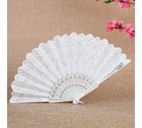 1 pezzo Ventaglio da donna pieghevole bianco, decorato con stampa floreale argento, ideale per balli e moda elegante per San Valentino Tagli UnicaABS