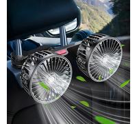 1 pezzo Ventilatore per auto, ventilatore per auto USB con doppia testina, ventilatore per il sedile posteriore dell auto, ventilatore di raffreddamento per auto a 3 velocità con vento forte, rotazion