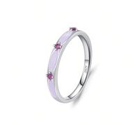 1 Pezzo Vero Anello Di Argento Sterling 925 Elegante Moda Con Processo Di Smaltatura Viola Per Donne Ragazze Accessori Gioielli Da Festa 7,5,9,6,8Argento 925