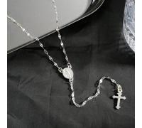 1 pezzo Versatile collana con ciondolo a forma di croce e Vergine Maria in stile vintage, con nappa, catena a Y, adatta per uso quotidiano, un regalo per famiglia e amici per preghiere e benedizioni T