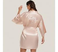 1 pezzo Vestaglia corta in seta sintetica elegante con stampa "BRIDE'S" per la damigella d'onore, autunno L,M,S,XL,XXLLettereRaso