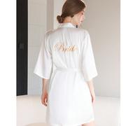 1 pezzo Vestaglia da sposa e damigella con ricamo di lettere, outfit per la preparazione mattutina del matrimonio, accessorio per la cerimonia e il ricevimento di nozze, pigiama da damigella per donna