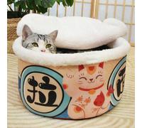 1 pezzo Vintage Cuccia per Gatti, Design a forma di Noodle Istantanei, Cuccia Traspirante e Calda per Gatti e Cani con Cuscino e Tazza, Nido Accogliente per Animali Domestici Taglia L: 55 cm/21,6 poll