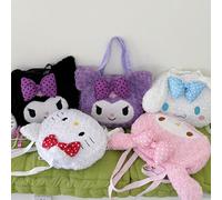 1 pezzo Zaino a tracolla carino con Melody Cinnamon Dog di Sanrio, borsa per bambini con cartone animato in peluche, zaino con grande testa di Kuromi Coulommi nero,Cane alla cannella,La mia melodia,Ci