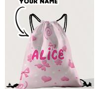 1 pezzo Zaino con coulisse personalizzato con motivo a farfalla e cuore, personalizzabile secondo il tuo design unico, adatto per bambini e adolescenti, stampa il tuo nome o i nomi di tua sorella e co