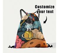 1 pezzo Zaino con coulisse personalizzato con motivo astronauta, personalizzabile secondo il tuo design unico, adatto per bambini e adolescenti, stampa il tuo nome o i nomi di tua sorella e compagni d