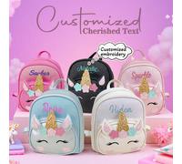 1 pezzo Zaino personalizzabile con paillettes a forma di unicorno carino per studenti, ricamato con nome, piccolo zaino per il ritorno a scuola, design di unicorno adorabile per ragazze, zaino da cart