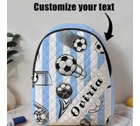 1 pezzo Zaino personalizzato a quadri con motivo a cartone animato di calcio, personalizzabile secondo il tuo design unico, essenziale per la stagione del ritorno a scuola, può stampare il tuo nome o