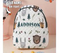 1 pezzo Zaino personalizzato per bambini/adolescenti con motivo a rombi, orsetto e giraffa, adatto per personalizzare con il tuo design, nome o idea regalo per i compagni di classe per il ritorno a sc